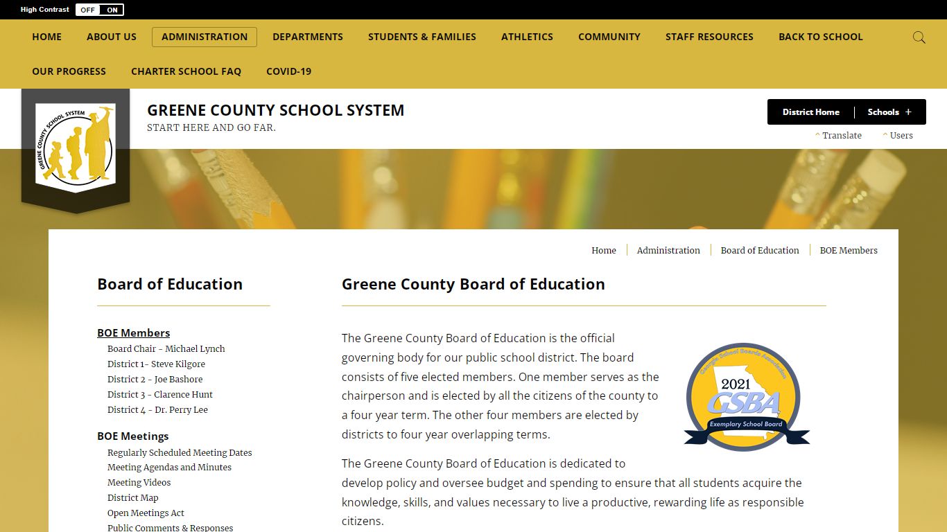 Board of Education / BOE Members - Greene County School District