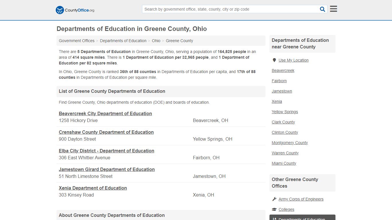 Departments of Education in Greene County, Ohio